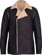 Mens Double Breasted Real Leather Jacket With Fur