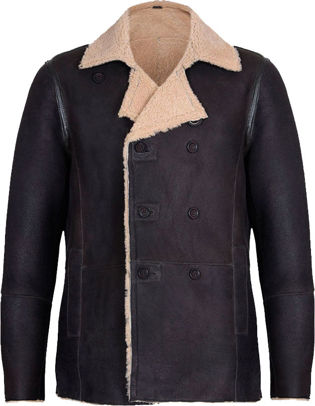 Mens-Double-Breasted-Real-Leather-Jacket-with-Fur.jpg Mens Double Breasted Real Leather Jacket With Fur - Image 1