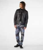 Men's Leather Cafe Racer Biker Jacket In Black - Image 4