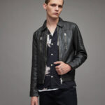 Men's Leather Cafe Racer Jacket In Black