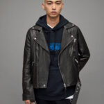 Men's Leather Moto Jacket In Black