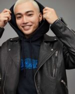 Men's Leather Moto Jacket In Black - Image 6