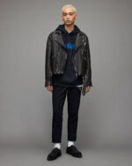 Men's Leather Moto Jacket In Black - Image 5