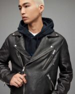 Men's Leather Moto Jacket In Black - Image 2