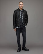 Men's Moto Leather Jacket In Black - Image 4
