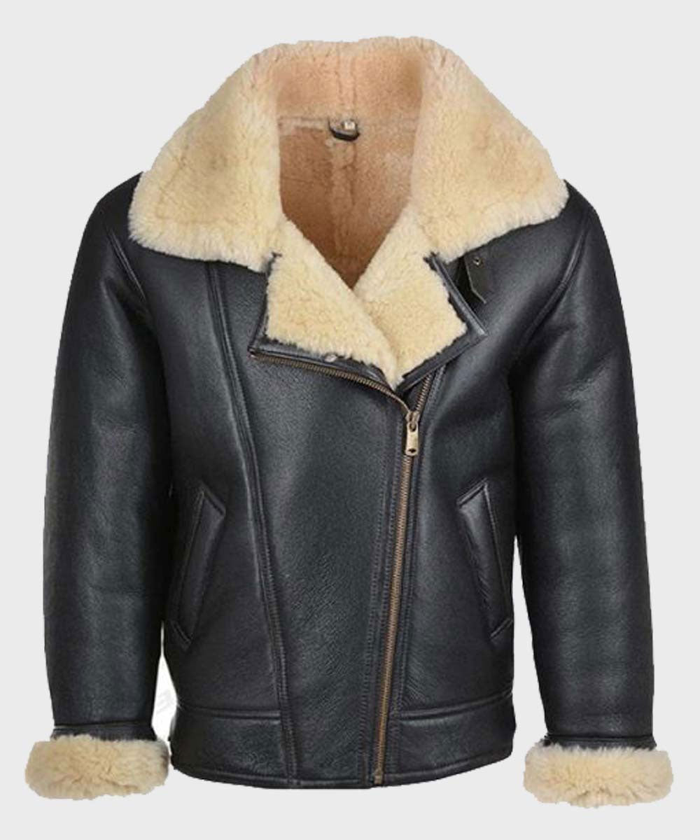 Mens-Shearling-Black-Leather-B3-Jacket.jpg Mens B3 Black Shearling Leather Jacket - Image 1