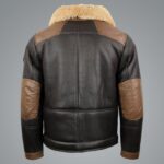 Mens Sheepskin Chocolate Black Bomber Jacket - Image 3