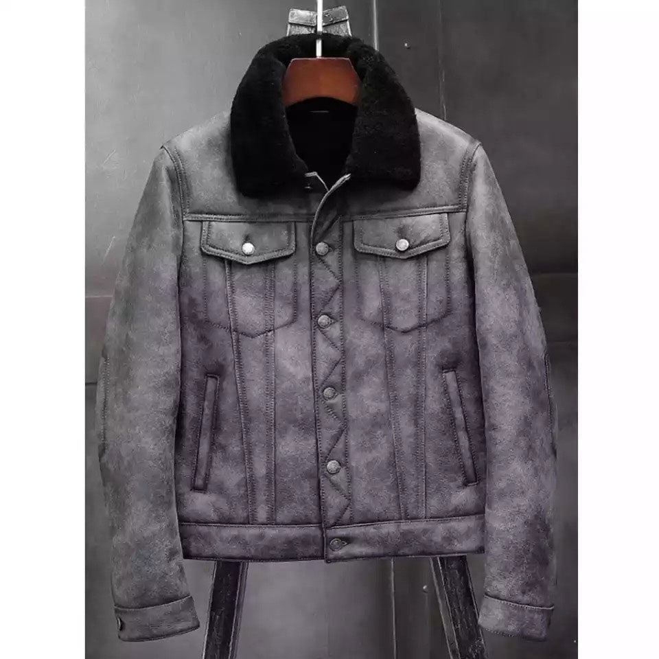 Mens-Sheepskin-Shearling-Bomber-Jacket-B3-Flight-Jacket-Pilots-Coat.jpg Mens Sheepskin Shearling Bomber Jacket B3 Flight Jacket Pilots Coat - Image 1