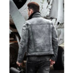 Mens Sheepskin Shearling Bomber Jacket B3 Flight Jacket Pilots Coat - Image 2