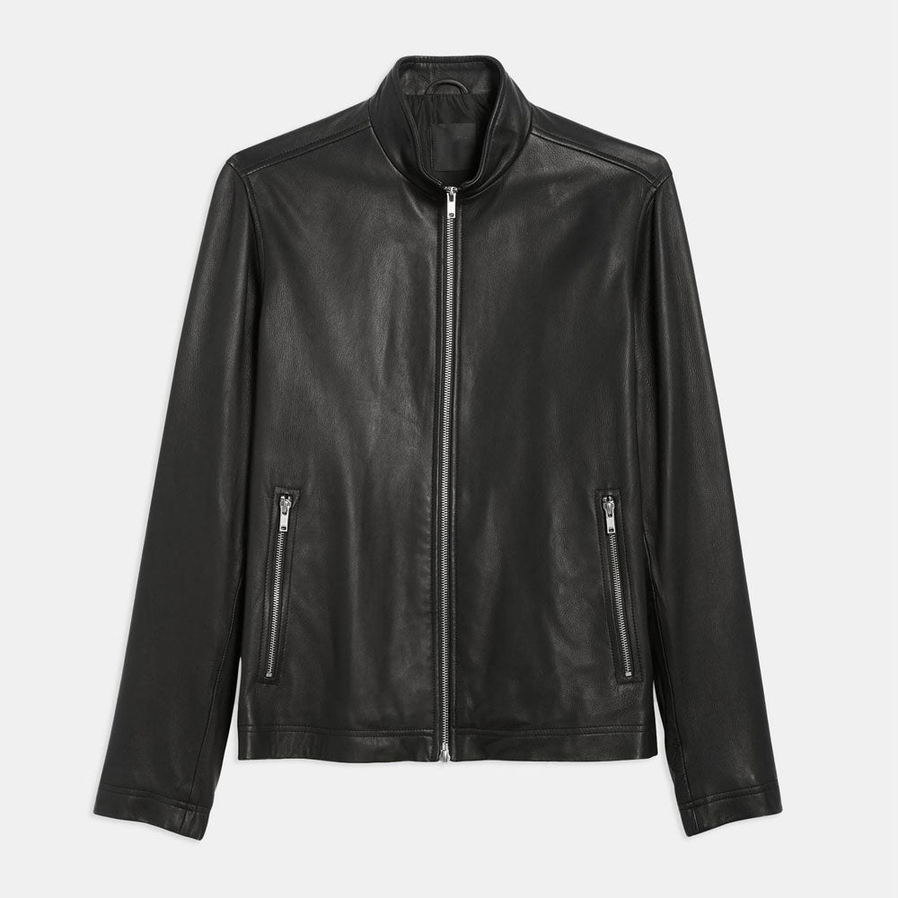 MensBlackLambskinBikerRidingLeatherJacket.jpg Mens Black Lambskin Biker Riding Leather Jacket - Image 1