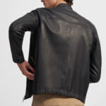Mens Black Lambskin Biker Riding Leather Jacket - Image 2