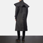 Mens Premium Sheepskin Leather Studded Black Leather Duster Coat - Image 2