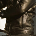 Mens Black Lambskin Leather Moto Riding Jacket - Image 3