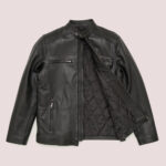 Mens Black Lambskin Leather Moto Riding Jacket - Image 2