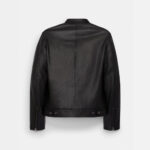 Mens Black Sheepskin Cafe Racer Leather Biker Jacket - Image 2