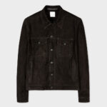 Mens Black Suede Leather Trucker Styled Jacket