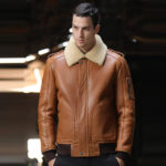 Mens Brown B3 Flight Airforce Sheepskin Bomber Jacket