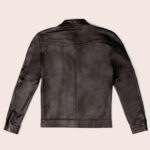 Mens Brown Cafe Racer Goatskin Leather Motorbike Jacket - Image 3