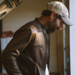 Mens Brown Cafe Racer Lambskin Leather Motorcycle Jacket - Image 5