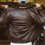 Mens Brown Cafe Racer Lambskin Leather Motorcycle Jacket - Image 2
