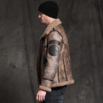 Mens Brown RAF Aviator B3 Waxed Sheepskin Leather Jacket - Image 2