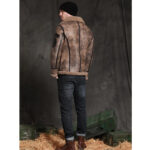 Mens Brown RAF Aviator B3 Waxed Sheepskin Leather Jacket - Image 3