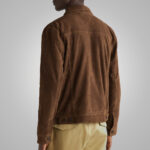 Mens Brown Suede Leather Iconic Trucker Jacket - Image 3