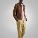 Mens Brown Suede Leather Iconic Trucker Jacket - Image 2