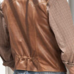 Mens Brown Western Cowboy Leather Vest - Image 4