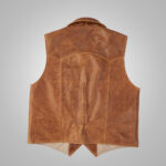 Mens Brown Western Cowboy Leather Vest - Image 3