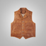 Mens Brown Western Cowboy Leather Vest
