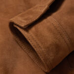 Mens Fur Collar Brown Suede Leather Trucker Jacket - Image 4