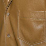 Mens Half Sleeves Khaki Leather Shirt - Image 5