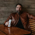 Mens Light Brown Cafe Racer Leather Motorbike Jacket - Image 6