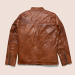 Mens Light Brown Cafe Racer Leather Motorbike Jacket - Image 2