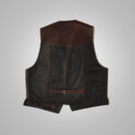 Mens Multi Color Brown Buffalo Leather Vest - Image 2