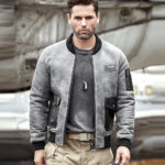 Mens A2 Airforce Sheepskin Shearling Motorcycle Leather Bomber Jacket - Image 2