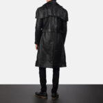 Mens Shinny Black Belted Lambskin Leather Duster Coat - Image 2