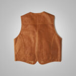 Mens Vintage Brown Sheepskin Leather Cowboy Vest - Image 4