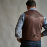 Mens Western Stlye Brown Leather Vest - Image 6