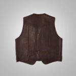 Mens Western Stlye Brown Leather Vest - Image 3