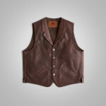 Mens Western Stlye Brown Leather Vest