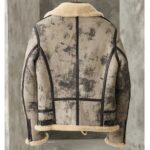 Men's Distressed Biker Shearling Leather Jacket - Image 3