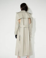 Off White Double Breasted Duster Leather Trench Coat - Image 2