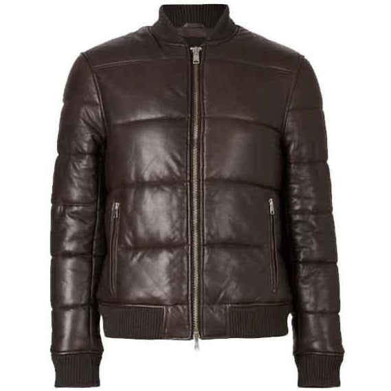 PLJ13.jpg BOWEN LEATHER PUFFER BOMBER JACKET - Image 1