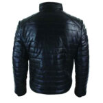 Genuine Quilted Mens Real Leather Puffer Zipped Jacket Black Casual - Image 3