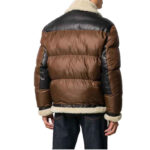 Front Full Zipped Puffer Leather Jacket For Men’s - Image 3