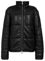 Men’s Leather Puffer Jacket Black - Image 2