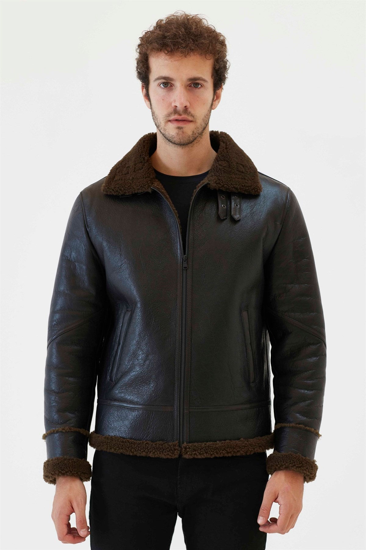 PRONTO-2-Men-Aviator-Tobacco-Brown-Shearling-Jacket_594fe14f-5189-4042-b5d2-d33ce2fec07b.jpg Men Aviator Tobacco Brown Shearling Jacket - Image 1