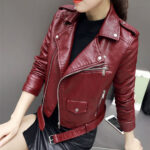 Women's Leather Biker Red Leather Jacket - Image 2